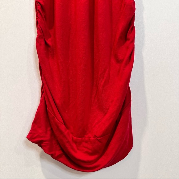 🛍️4 for 20$ / Anonyme Rushed Ring Short Sleeve Tunic Top Fiited / Red / S - Picture 3 of 10